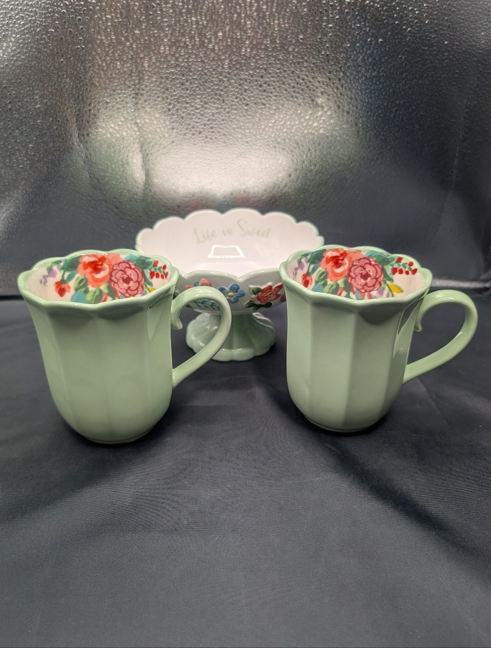 Pioneer Woman Painted Meadows Candy Dish And Mugs Set.  New With Tags.